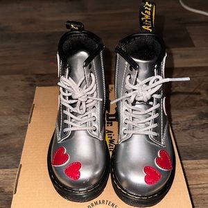 Girls sliver with heart Dr Martens size 9t